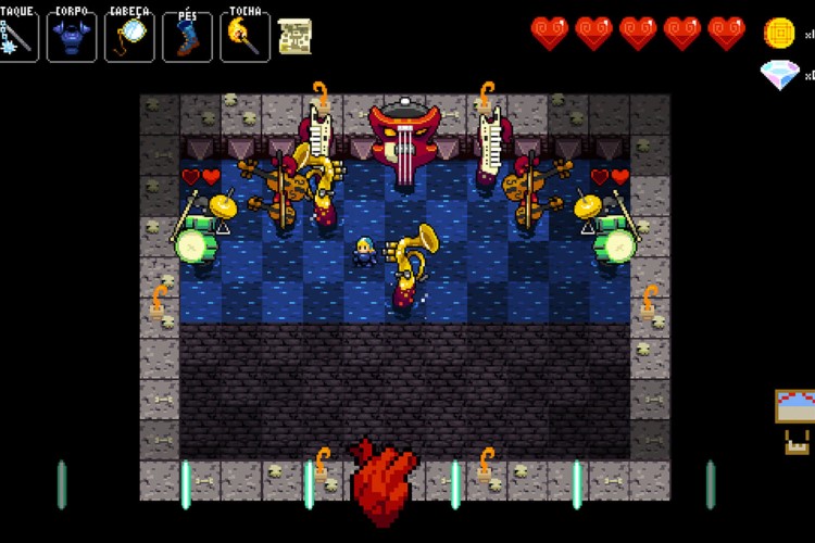 Screenshot do jogo Crypt of the NecroDancer.