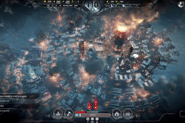 Screenshot do jogo Frostpunk.