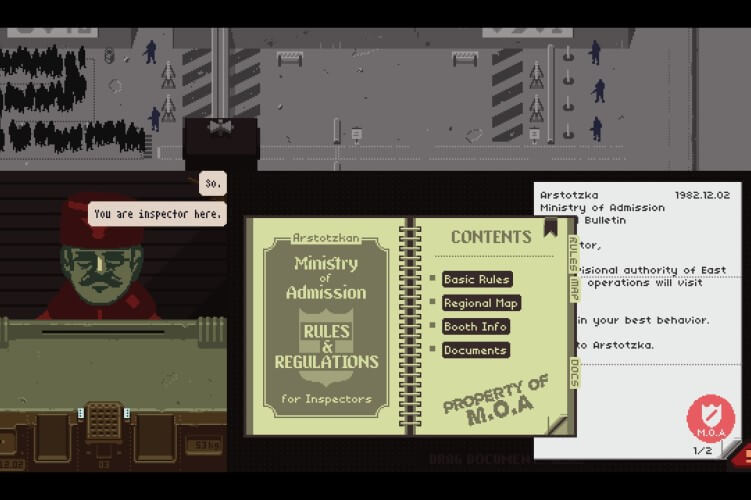 Screenshot do jogo Papers, Please.