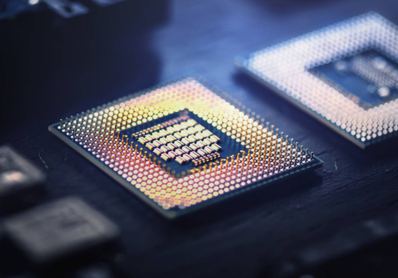 fundo de microchip inteligente close-up processador 