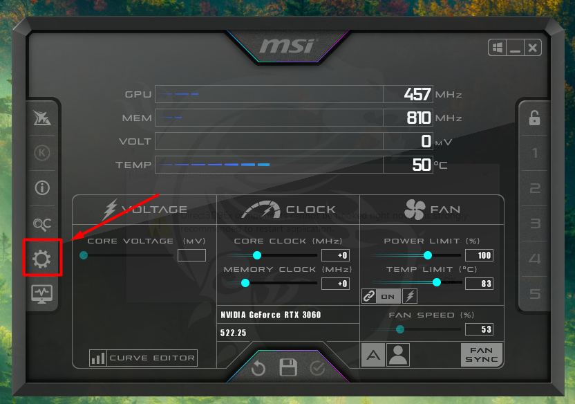 tela do msi afterburner