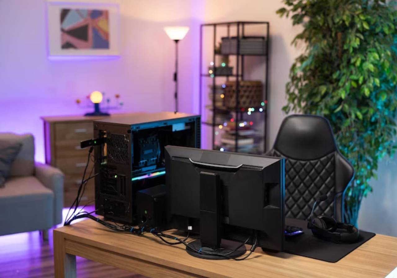 PC gamer montado em um quarto 