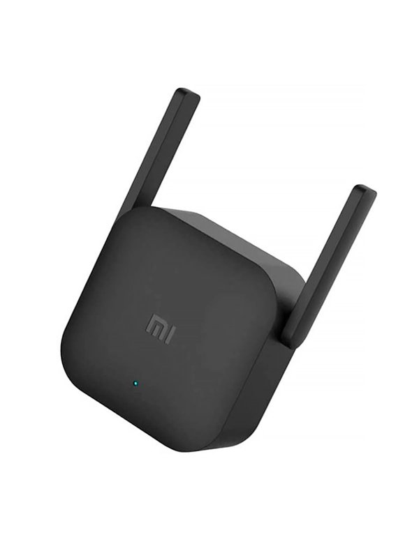 Repetidor preto da Xiaomi, com duas antenas