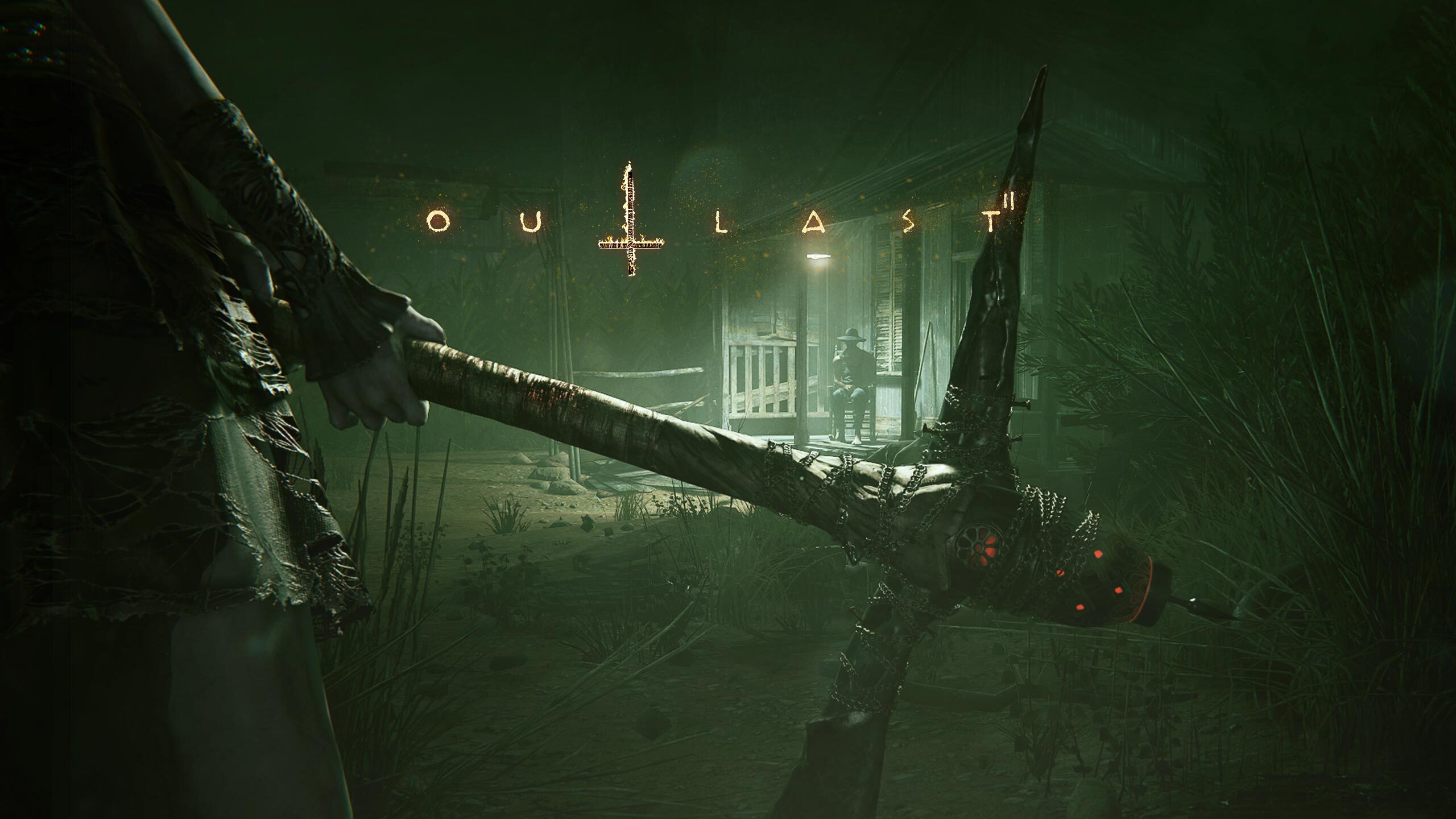 capa do jogo outlast com uma mão segurando uma picareta