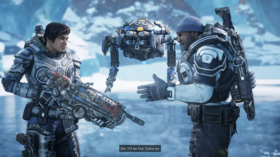 imagem de uma cut scene do jogo cooperativo gears 5