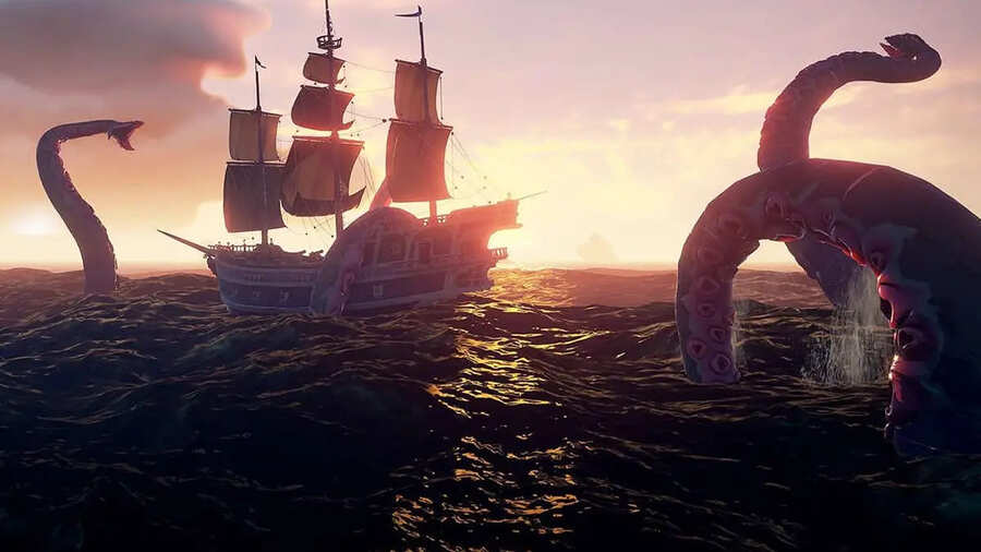 cutscene do jogo coop Sea of Thieves