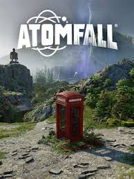 Cenário do jogo Atomfall com cabine telefônica vermelha.