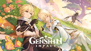 Personagens de Genshin Impact em cenário florido