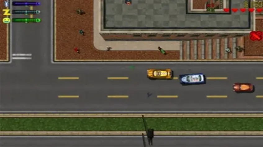 Jogo de corrida em cidade com carros em movimento
