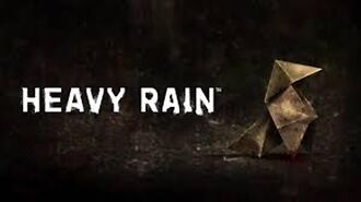 Logotipo do jogo Heavy Rain em fundo escuro.